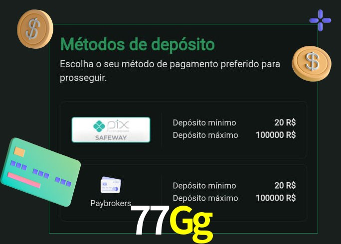 O cassino 77Gg oferece uma grande variedade de métodos de pagamento